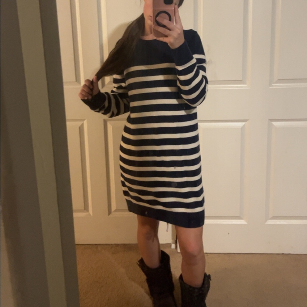 GAP navy and white striped Sweater dress